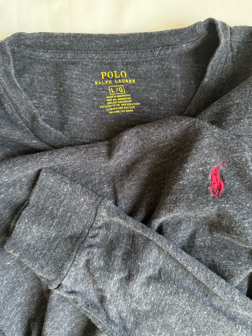 Polo Ralph Lauren Heathered Charcoal Long Sleeve Crewneck